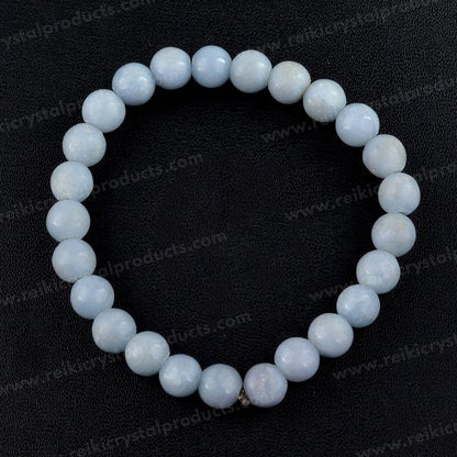 Angelite 8 mm Round Bead Bracelet