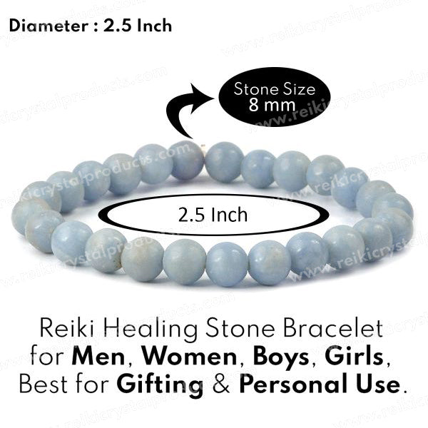 Angelite 8 mm Round Bead Bracelet