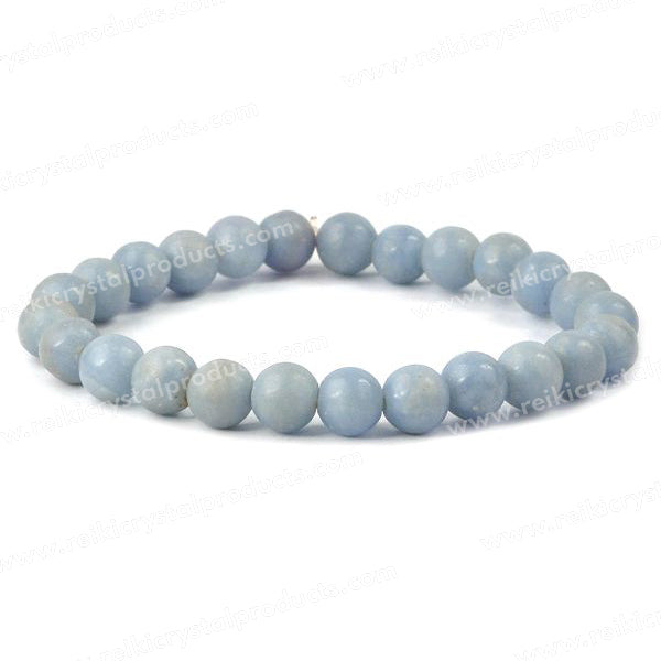 Angelite 8 mm Round Bead Bracelet