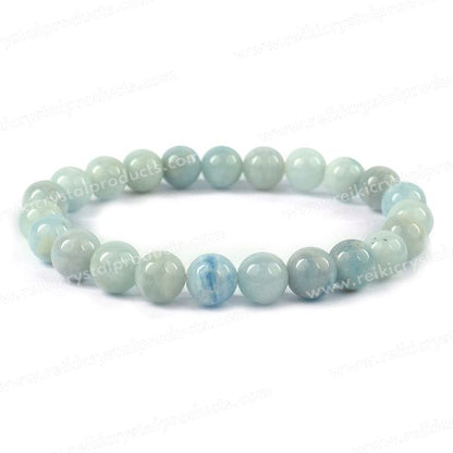 Aquamarine 8 mm Round Bead Bracelet