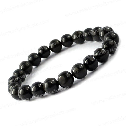 Black Agate 8 mm Round Bead Bracelet
