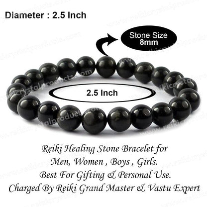 Black Agate 8 mm Round Bead Bracelet