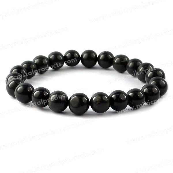 Black Agate 8 mm Round Bead Bracelet