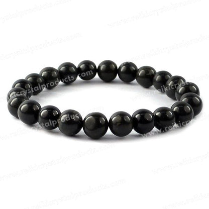 Black Agate 8 mm Round Bead Bracelet