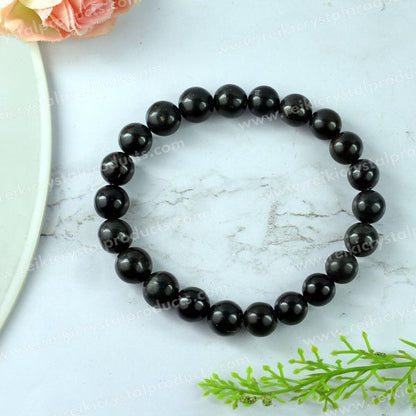 Black Agate 8 mm Round Bead Bracelet