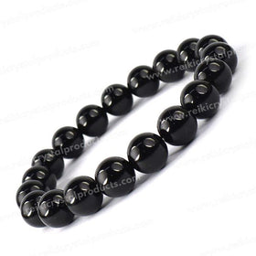 Polished Black Onyx Crystal Bracelet for Protection and Strength