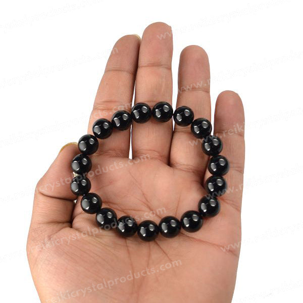 Black Onyx 10 mm Round Bead Bracelet