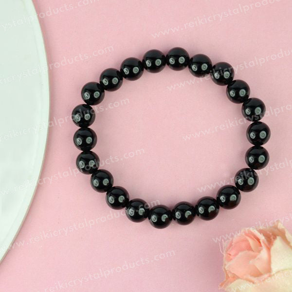Black Onyx 8 mm Round Bead Bracelet
