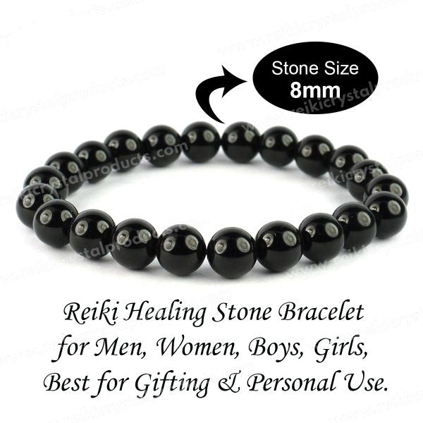 Black Onyx 8 mm Round Bead Bracelet