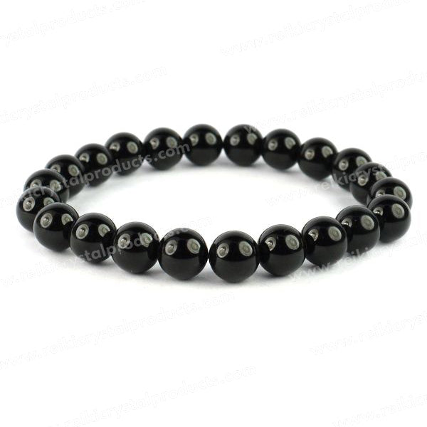 Black Onyx 8 mm Round Bead Bracelet