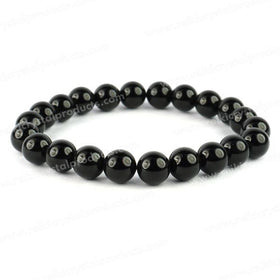 Natural Black Onyx 8 mm Round Bead Bracelet for Protection, Strength & Focus