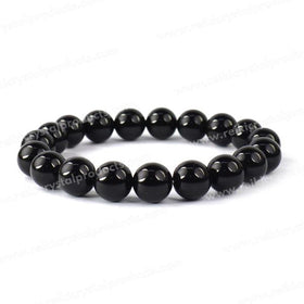 Natural Black Onyx 10 mm Round Bead Bracelet for Protection, Strength & Confidence