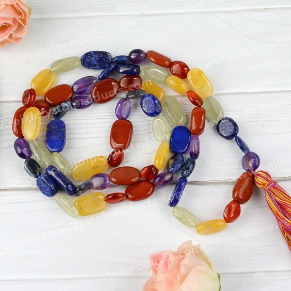 Natural Crystal Stone Oval Beads Mala for Unisex