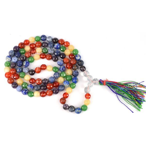 Natural Crystal Stone 8 mm 108 Faceted Bead Mala for Unisex