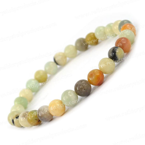 Natural Crystal Stones 6 mm Round Beads Bracelet