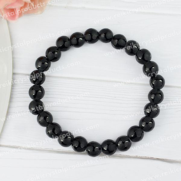 Black Onyx Self 8 mm Round Bead Bracelet