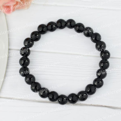 Black Onyx Self 8 mm Round Bead Bracelet