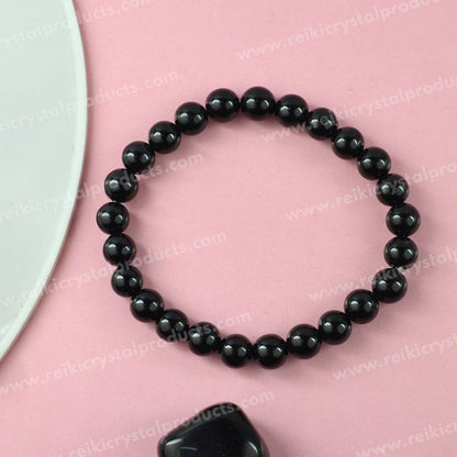 Black Tourmaline 8mm Round Bead Bracelet