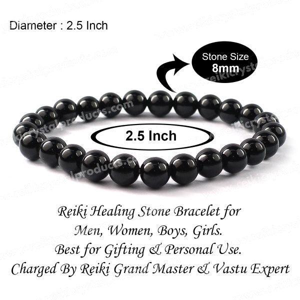 Black Tourmaline 8mm Round Bead Bracelet