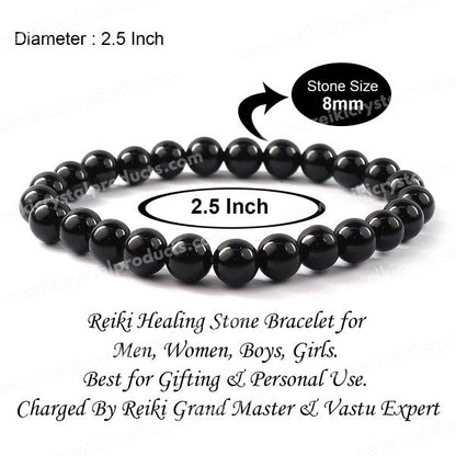Black Tourmaline 8mm Round Bead Bracelet
