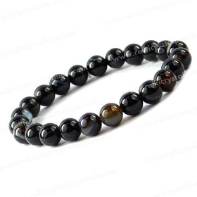 Black Botswana Agate Sulemani Hakik Crystal Bracelet | Natural Healing Gemstone Bracelet for Protection & Stability