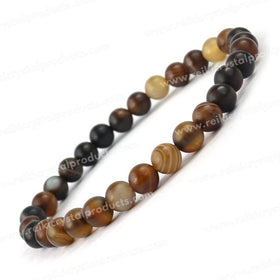 Brown Botswana Agate Sulemani Hakik Crystal Bracelet | Natural Healing Gemstone Bracelet for Grounding & Stability