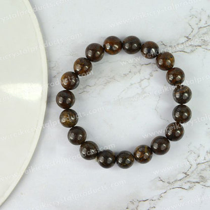 Bronzite 10 mm Round Bead Bracelet
