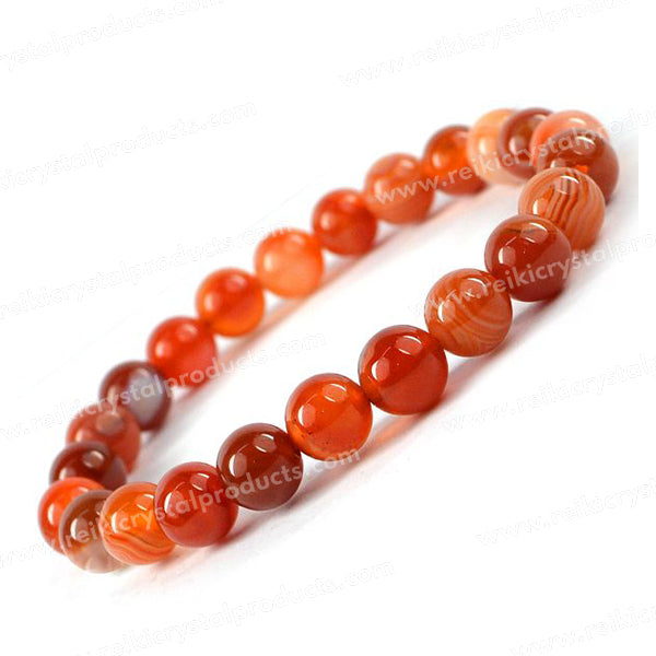 Carnelian 8 mm Round Bead Bracelet