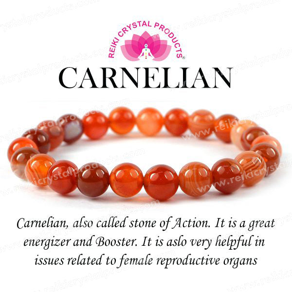 Carnelian 8 mm Round Bead Bracelet