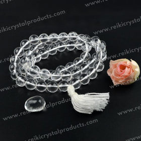 Natural Crystal Stone 12 mm Round Beads Mala for Unisex