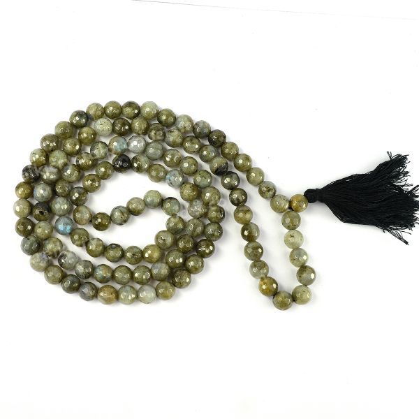 Natural Crystal Stone 8 mm 108 Faceted Bead Mala for Unisex