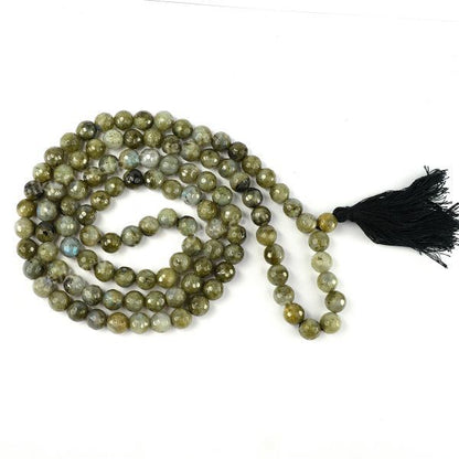 Natural Crystal Stone 8 mm 108 Faceted Bead Mala for Unisex