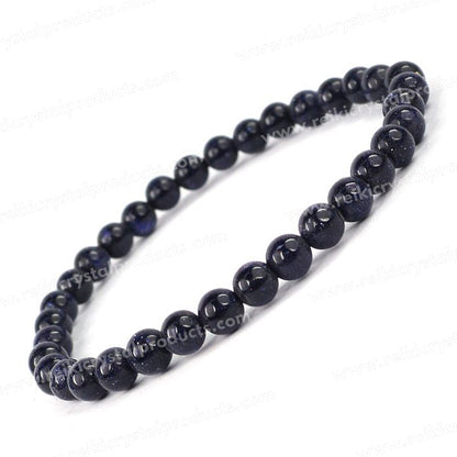 Natural Crystal Stones 6 mm Round Beads Bracelet