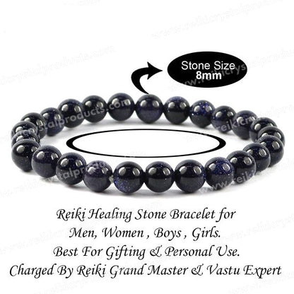 Goldstone Blue 8 mm Round Bead Bracelet