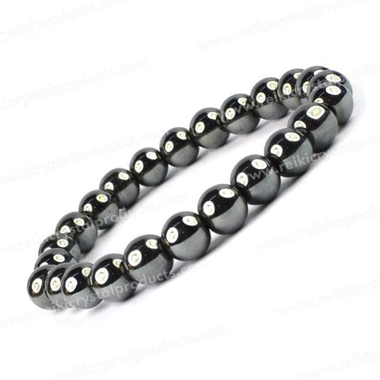 Hematite 8 mm Round Bead Bracelet