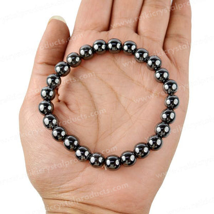 Hematite 8 mm Round Bead Bracelet