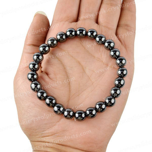 Hematite 8 mm Round Bead Bracelet