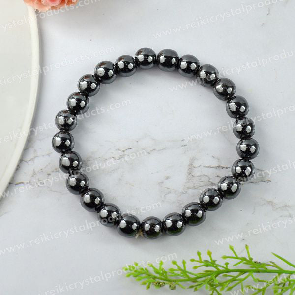 Hematite 8 mm Round Bead Bracelet