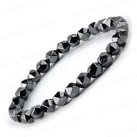 Hematite Hexagon Faceted Crystal Bracelet | Natural Healing Gemstone Bracelet for Grounding & Focus