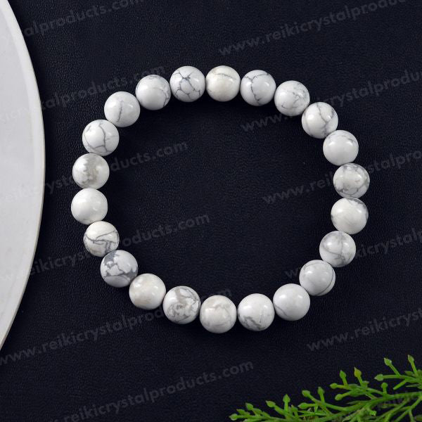 Howlite 8 mm Round Bead Bracelet