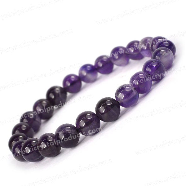 Amethyst 8 mm Round Bead Bracelet