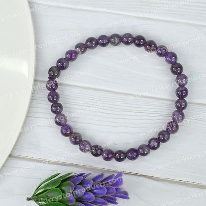 Natural Crystal Stones 6 mm Round Beads Bracelet