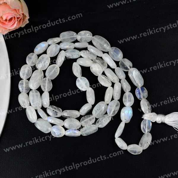 Natural Crystal Stone Oval Beads Mala for Unisex