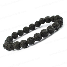 Natural Lava Stone 8 mm Round Bead Bracelet for for Grounding, Strength & Energy Balance