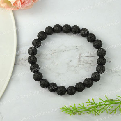 Black Lava stone bracelet 8mm beads for grounding energy