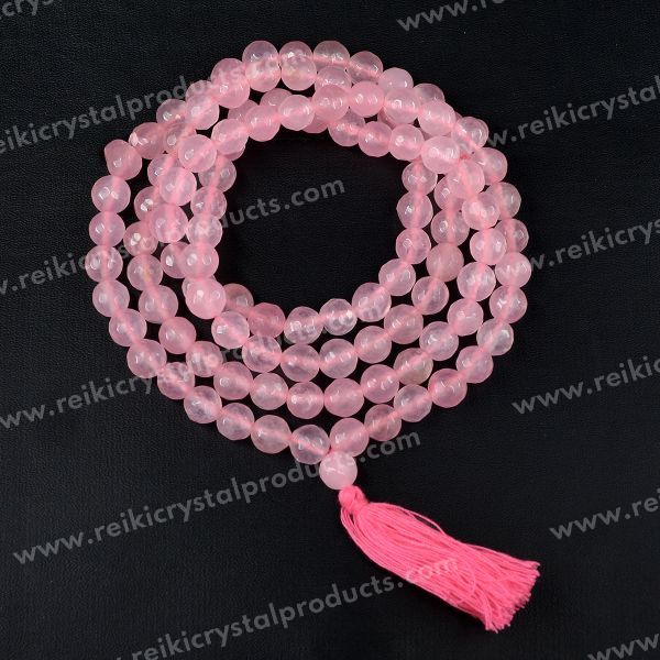 Natural Crystal Stone 8 mm 108 Faceted Bead Mala for Unisex