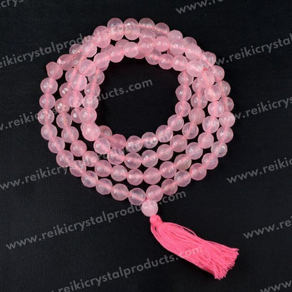 Natural Crystal Stone 8 mm 108 Faceted Bead Mala for Unisex