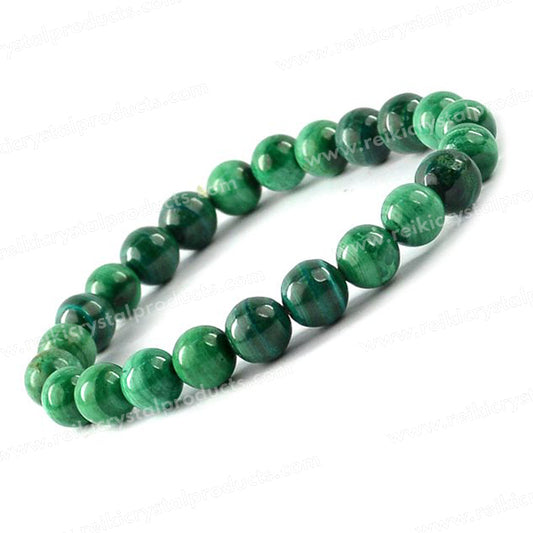 Malachite 8 mm Round Bead Bracelet
