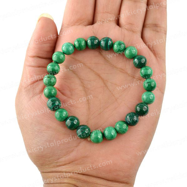 Malachite 8 mm Round Bead Bracelet