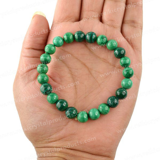 Malachite 8 mm Round Bead Bracelet